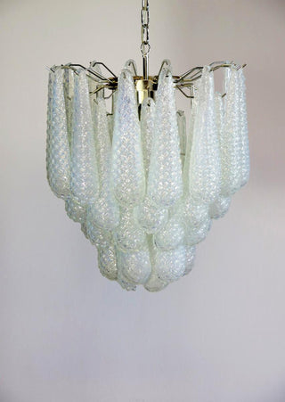 Vintage Murano Transparent Glass Petals Chandelier