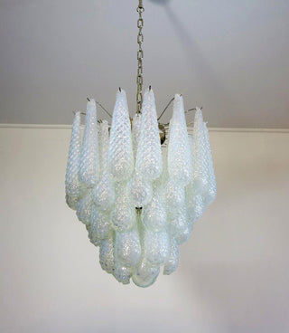 Vintage Murano Transparent Glass Petals Chandelier