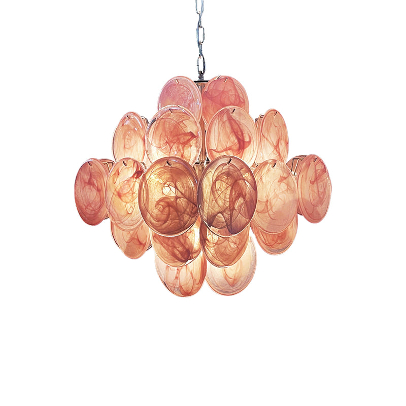 Vintage Murano Pink Disks Chandelier | Korewolamp