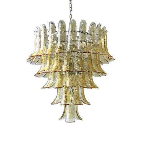 Vintage Transparent Amber Murano Petals Chandelier | Korewolamp