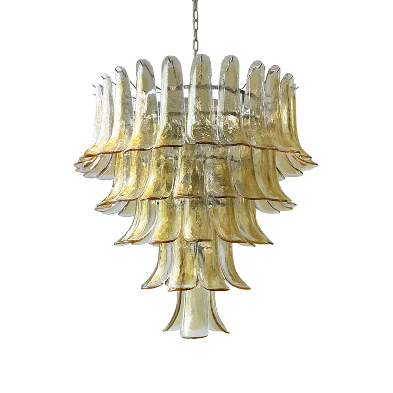 Vintage Transparent Amber Murano Petals Chandelier | Korewolamp