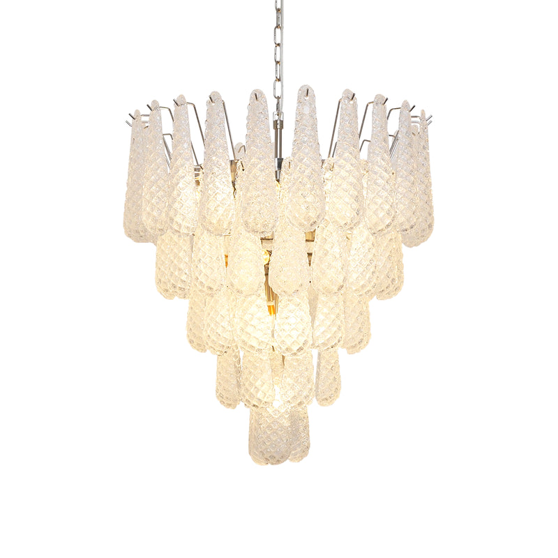 Vintage Transparent Murano Glass Petals Drop Chandelier | Korewolamp
