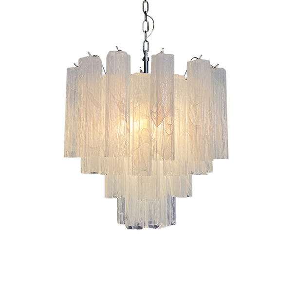 White Murano Glass Tube Chandelier