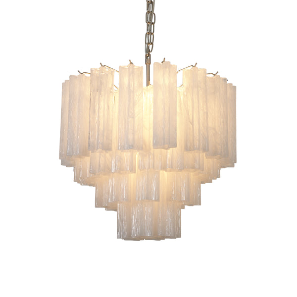 White Murano Glass Tube Chandelier