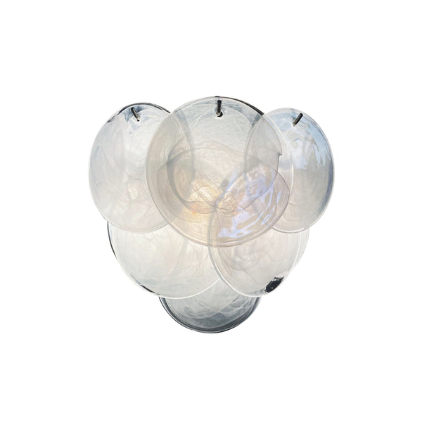 White Murano Disc Glass Wall Sconce