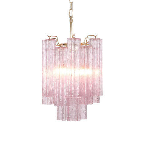 Amoret Pink Glass Tiered Pendant Chandelier