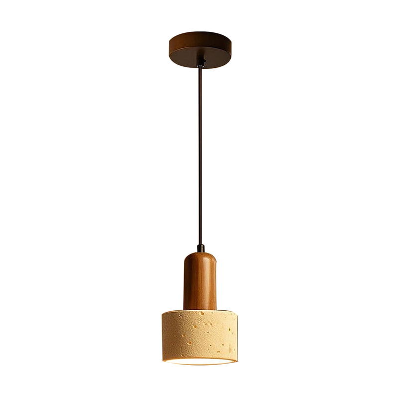 Vintage Round Travertine Wood Pendant Light | Korewolamp