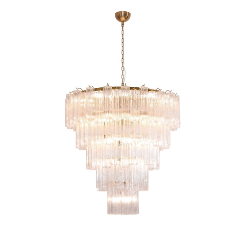 Calista Clear Textured Glass Tiered Chandelier