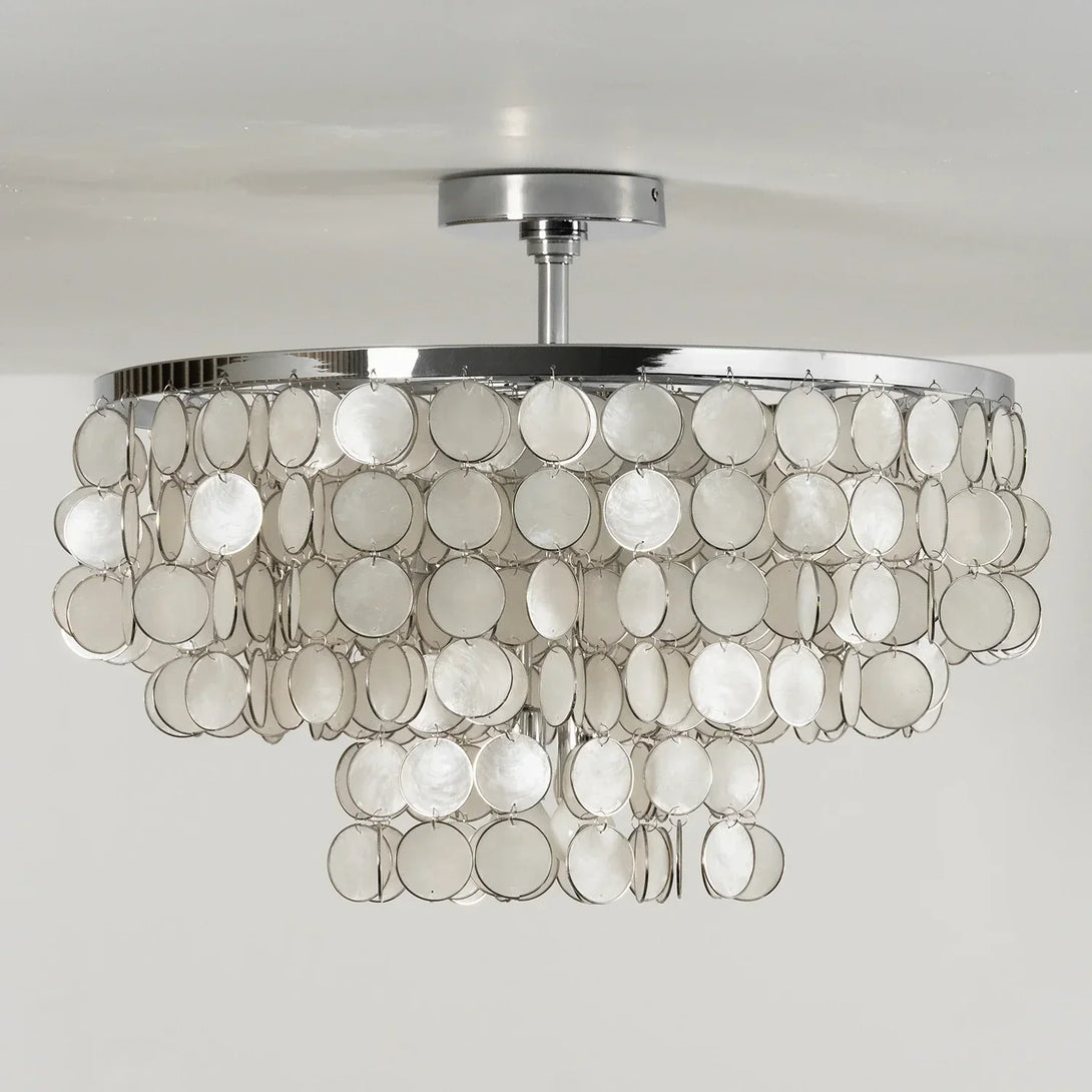 Chrome Natural Capiz Shell Disc Ceiling Light | korewo Lamp – korewolamp
