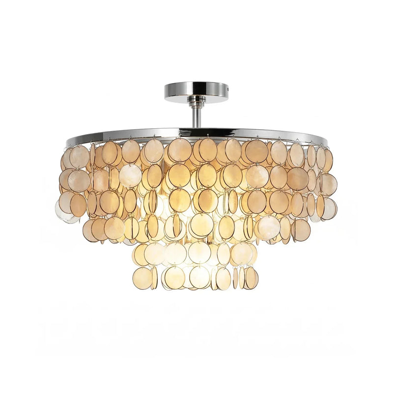 Chrome Natural Capiz Shell Disc Ceiling Light | Korewolamp