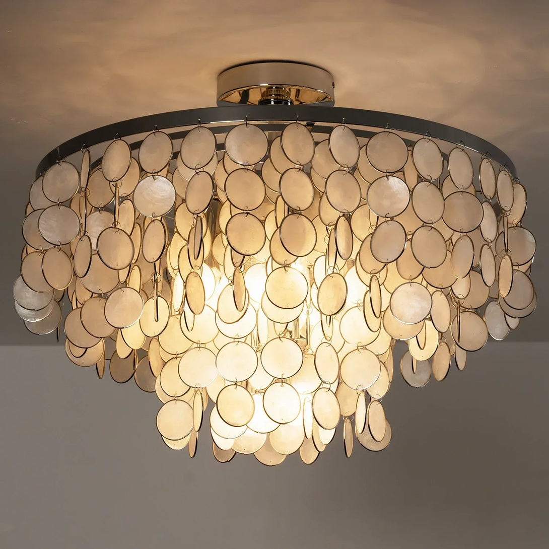 Shell Disc Lamp Shade Chrome Natural Capiz Shell Disc Ceiling Light | korewo Lamp – korewolamp