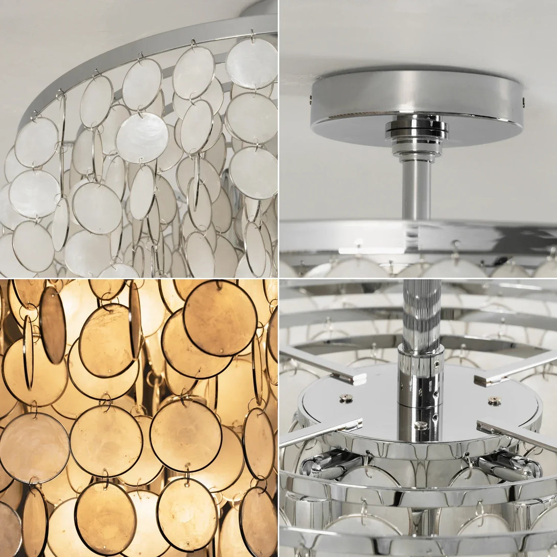 Chrome Natural Capiz Shell Disc Ceiling Light | korewo Lamp – korewolamp