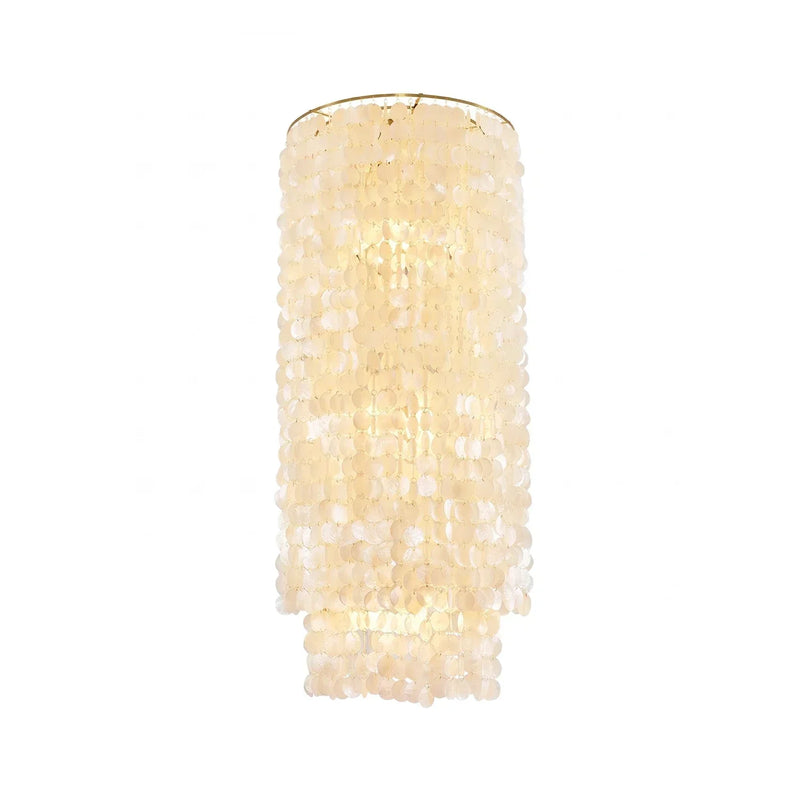 Cylindrical Capiz Shell Flush Mount Chandelier | Korewolamp