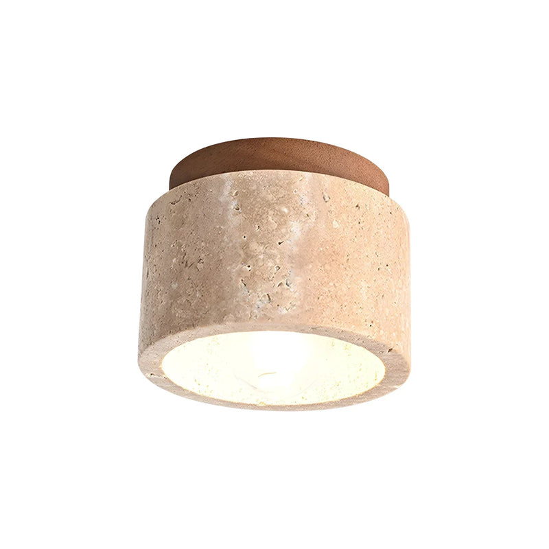 Cylindrical Travertine Ceiling Light | Korewolamp
