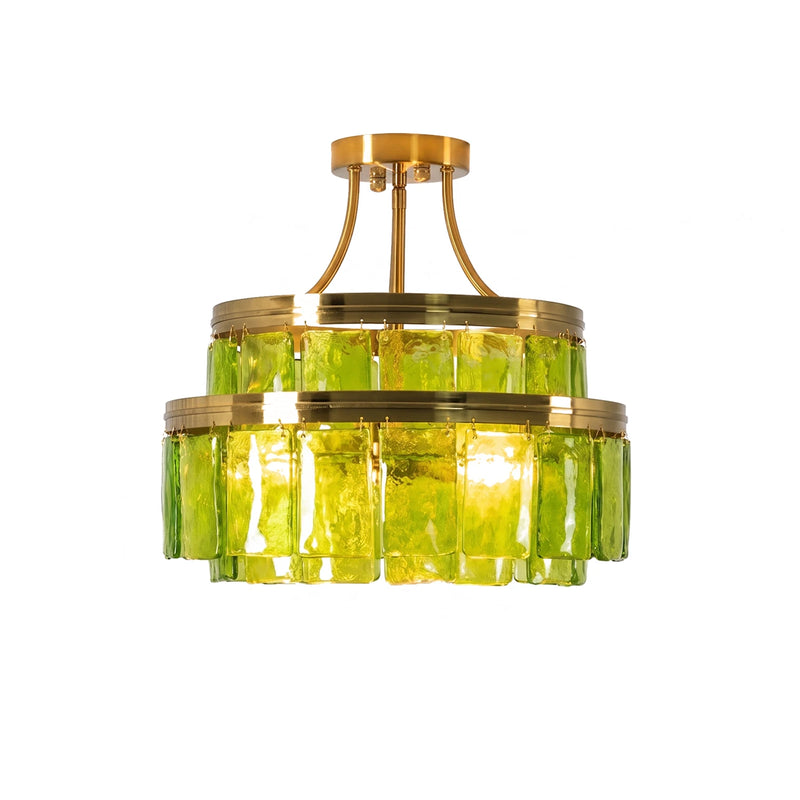 Green Glass Drum-Shaped Ceiling Light | Korewolamp