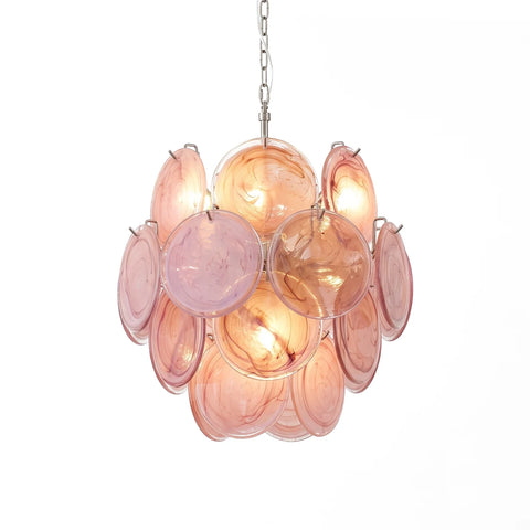 Liora Petite Disc Pink Glass Chandelier