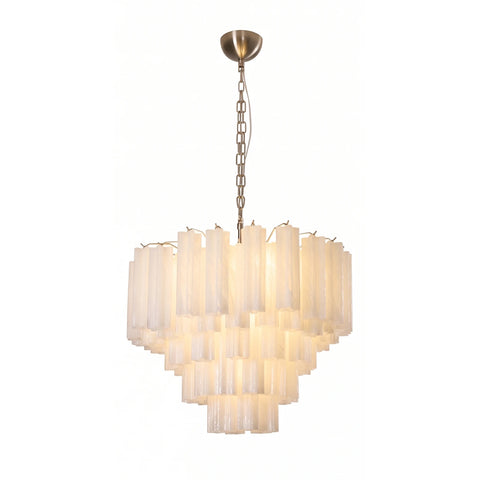 Nivelle White Glass Tiered Chandelier