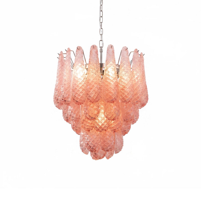 Pink Layered Dewdrop Glass Chandelier | Korewolamp