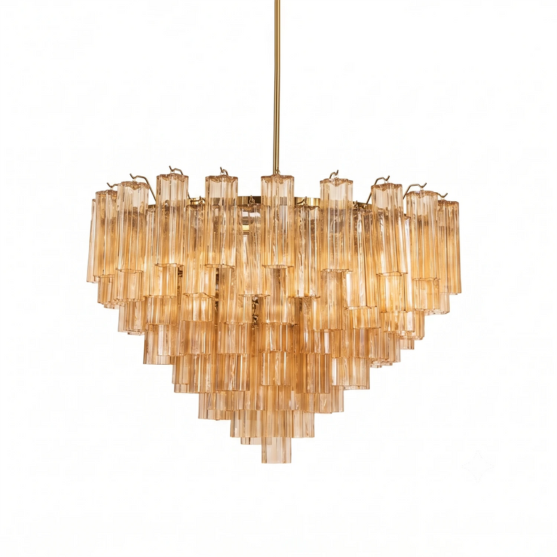 Rosalind Fluted Amber Glass Chandelier | Korewolamp