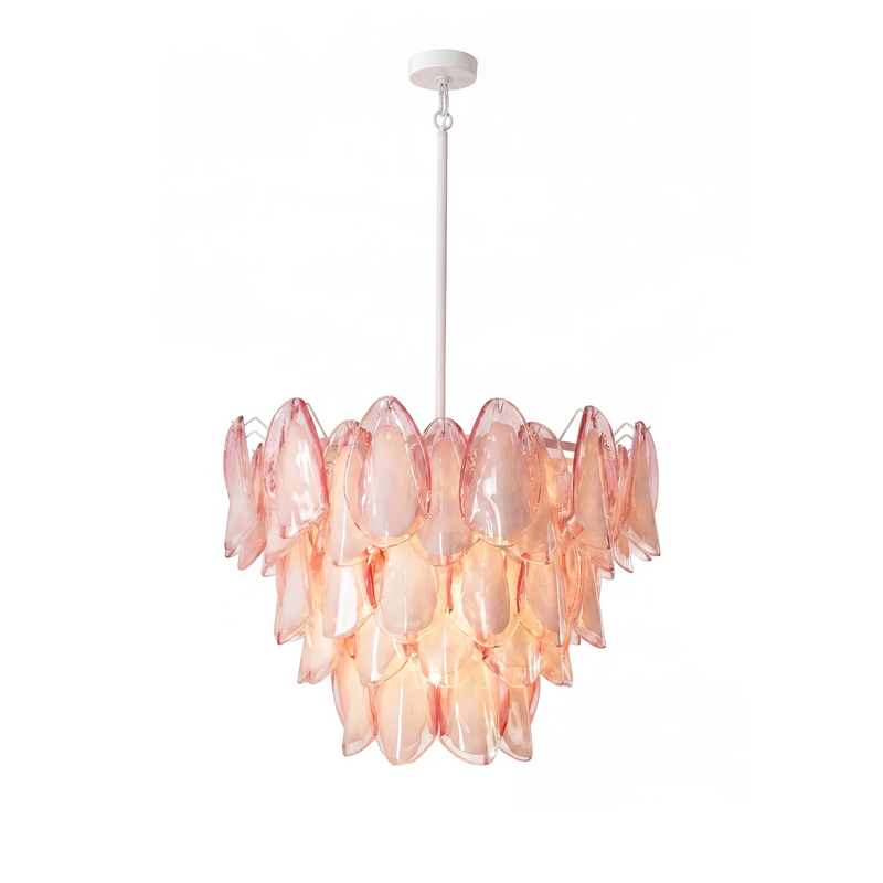 Rosalind Pink Glass Petal Chandelier | Korewolamp