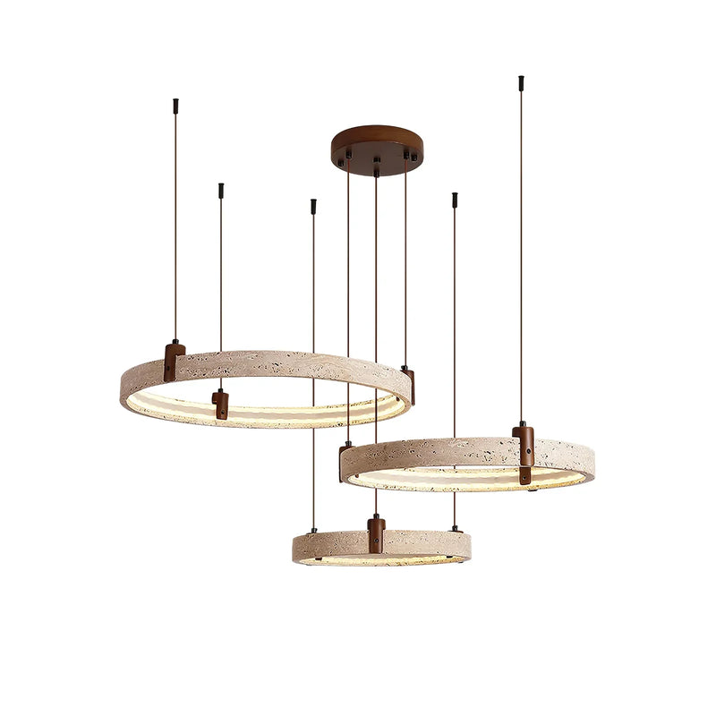 Round Travertine Celestial Orbit Ring Chandelier | Korewolamp