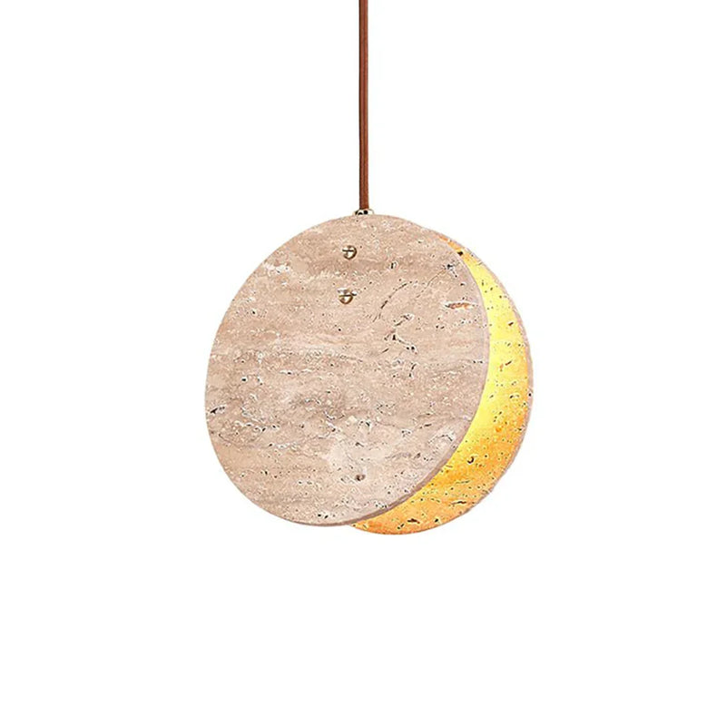 Round Travertine Solstice Stone Pendant Light | Korewolamp