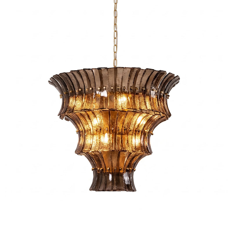 Smoke Gray Calyra Tiered Glass Chandelier | Korewolamp