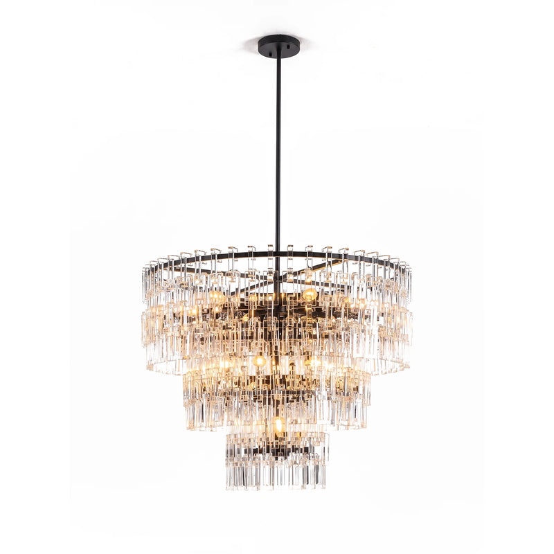 Tiered Clear Crystal Rod Chandelier | Korewolamp