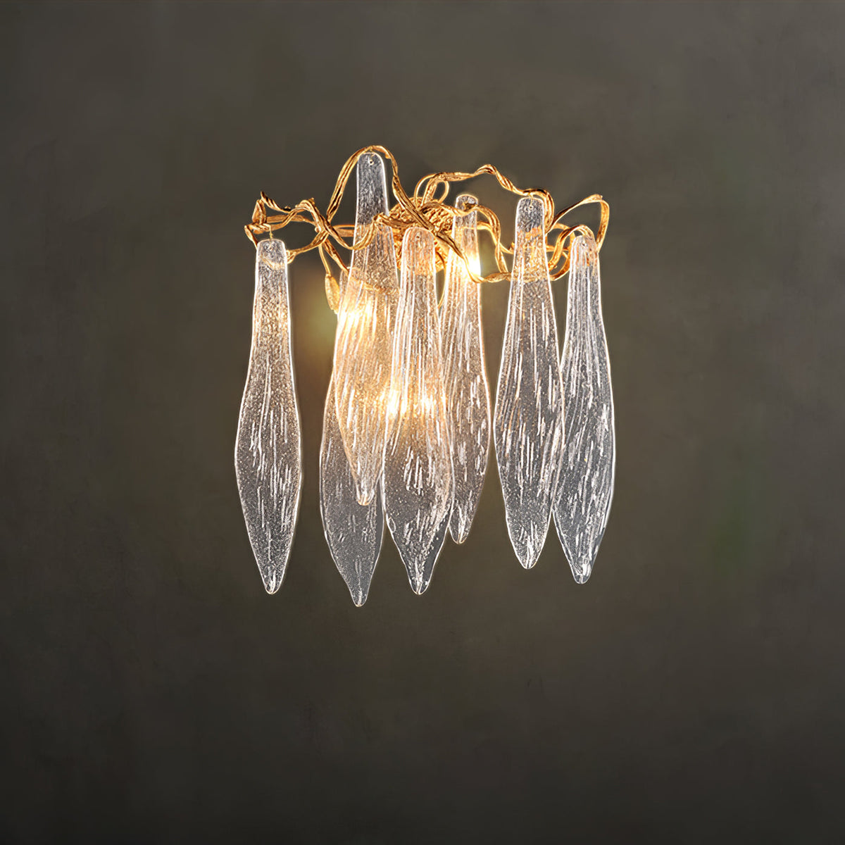 Brass Waterfall Crystal Wall Lamp